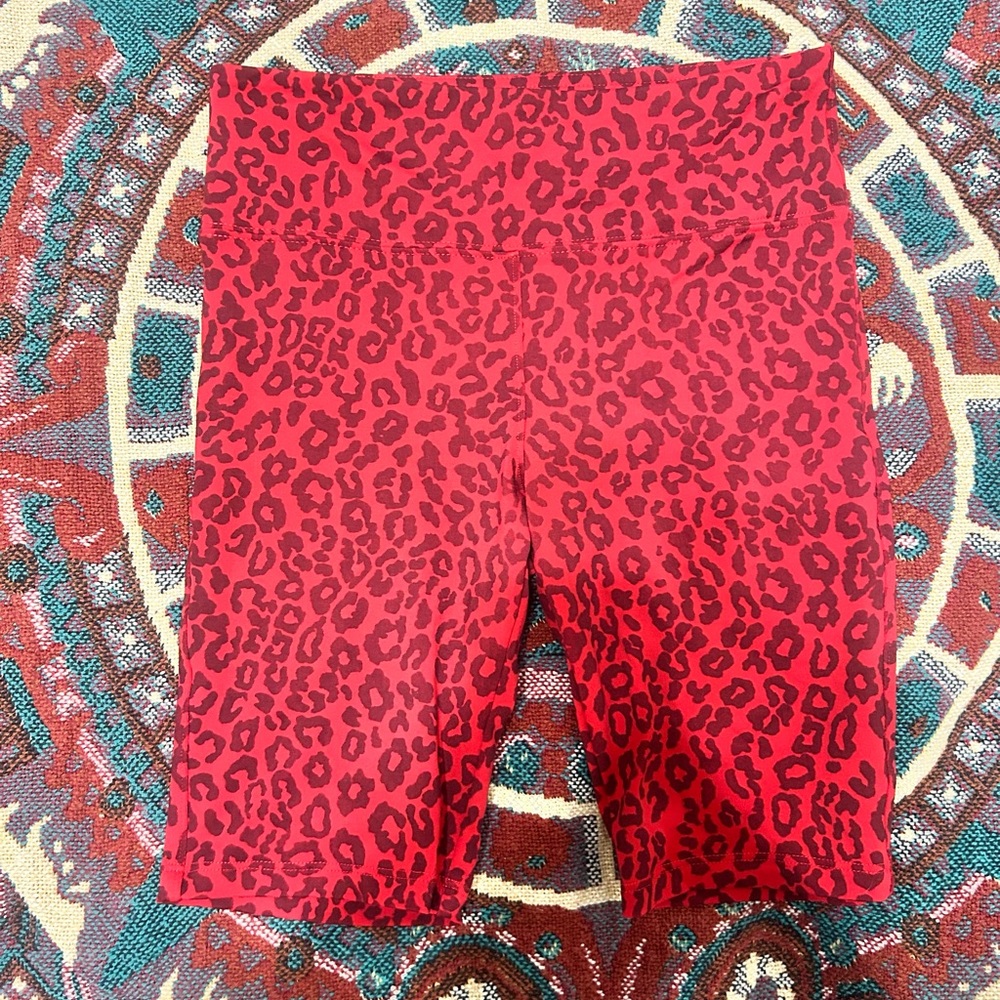 David Lerner Red Leopard Athletic Shorts